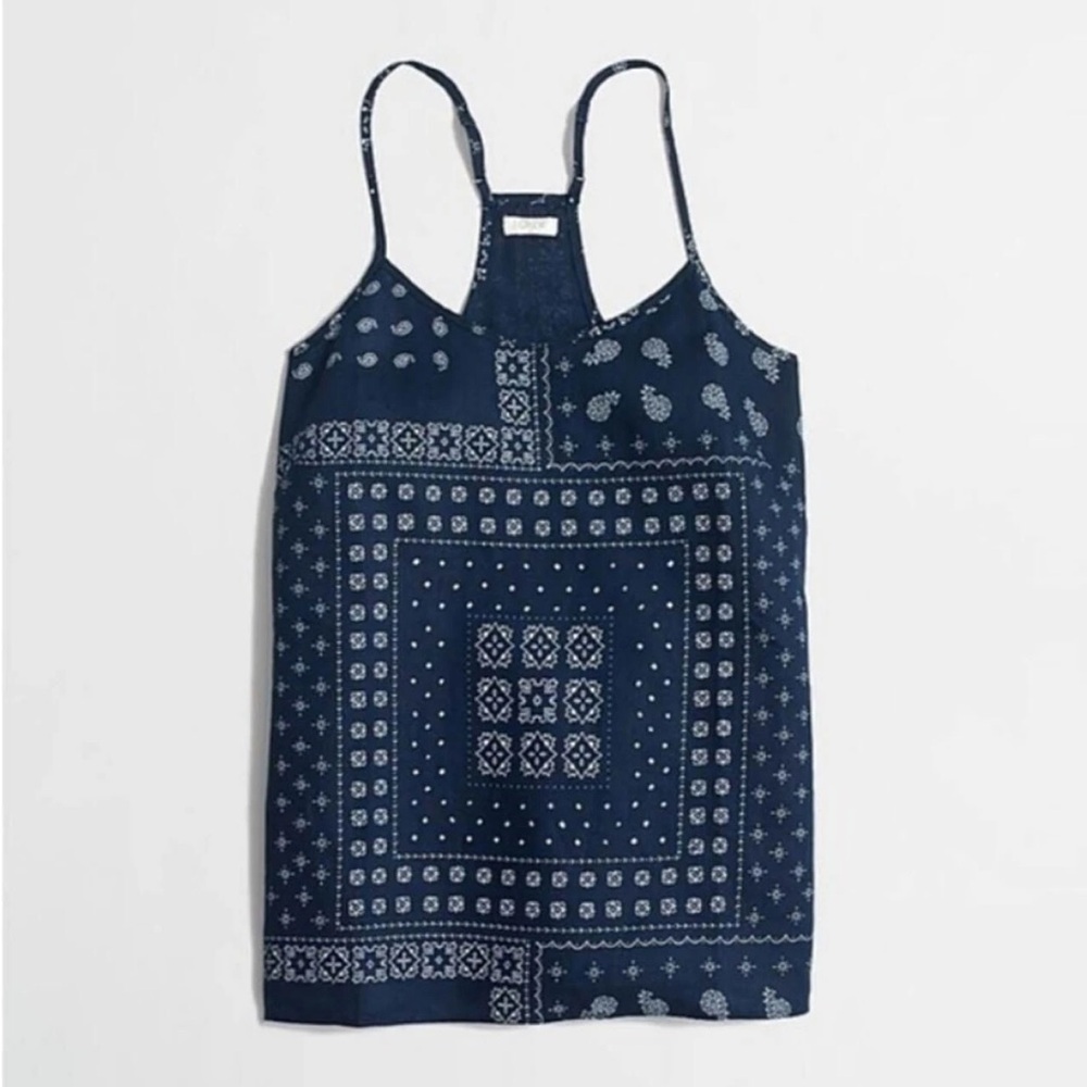 J. Crew 4 NWT Linen Paisley Indigo Bandana Tank Top